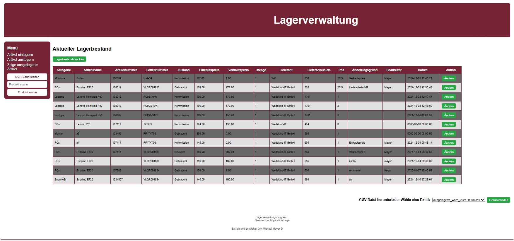 Projekt Lager Tool